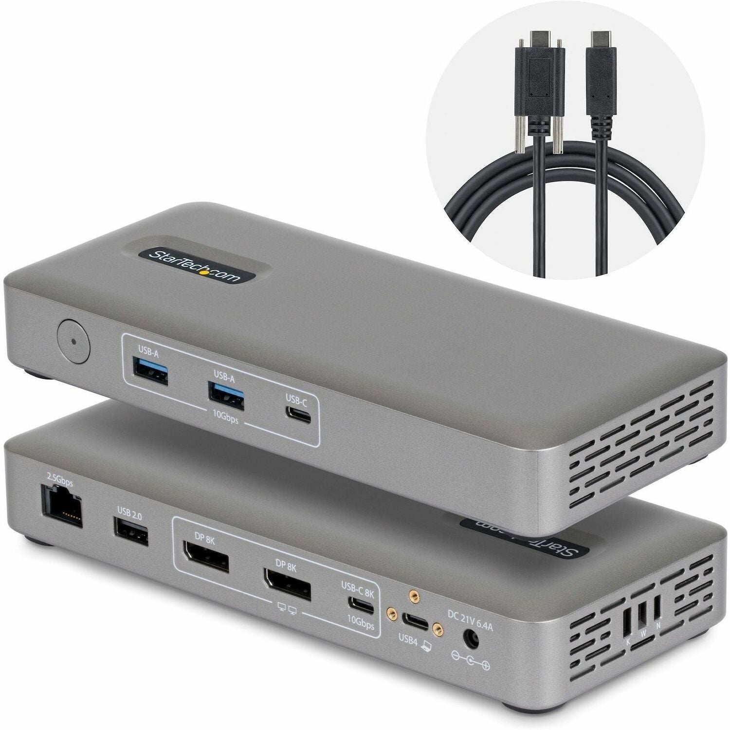 Main Image for StarTech USB4 Docking Station, Driverless Dual 4K for macOS and Windows, Universal USB-C Dock with 100W Laptop Charging and 2.5GbE