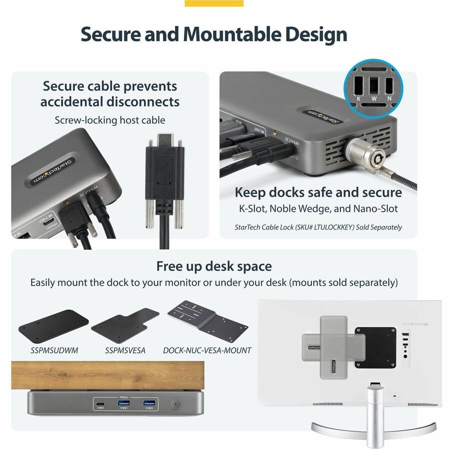 Alternate-Image6 Image for StarTech USB4 Docking Station, Driverless Dual 4K for macOS and Windows, Universal USB-C Dock with 100W Laptop Charging and 2.5GbE
