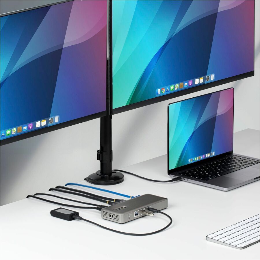Alternate-Image1 Image for StarTech USB4 Docking Station, Driverless Dual 4K for macOS and Windows, Universal USB-C Dock with 100W Laptop Charging and 2.5GbE