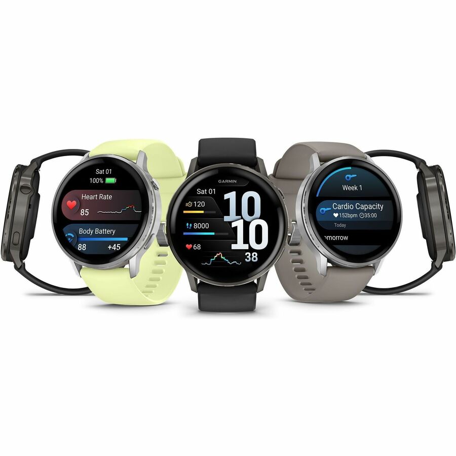 Alternate-Image4 Image for Garmin Venu 4 - 45 mm Silver with Citron Silicone band