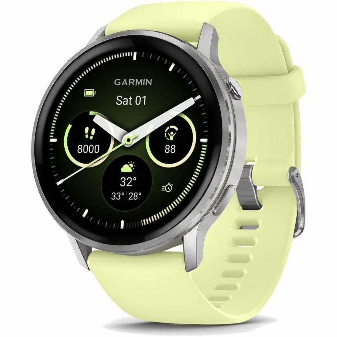 Main Image for Garmin Venu 4 - 45 mm Silver with Citron Silicone band