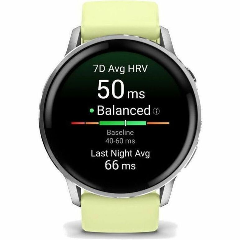 Front Image for Garmin Venu 4 - 45 mm Silver with Citron Silicone band