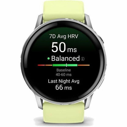 Front Image for Garmin Venu 4 - 45 mm Silver with Citron Silicone band
