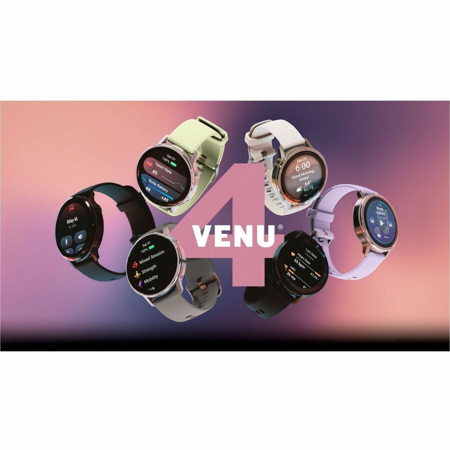 Alternate-Image3 Image for Garmin Venu 4 - 45 mm Silver with Citron Silicone band