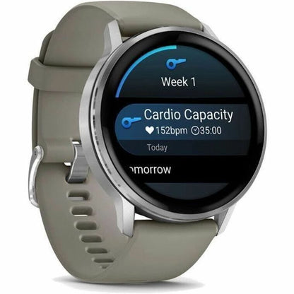 Alternate-Image5 Image for Garmin Venu 4 - 45 mm Silver with Silver Gray Silicone Band