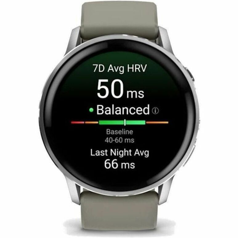 Front Image for Garmin Venu 4 - 45 mm Silver with Silver Gray Silicone Band