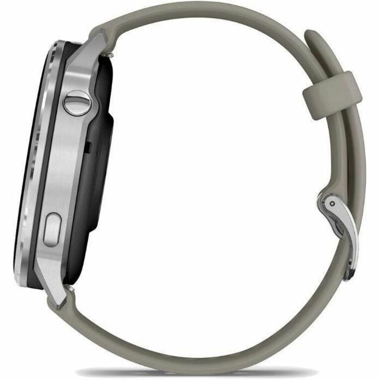Left Image for Garmin Venu 4 - 45 mm Silver with Silver Gray Silicone Band