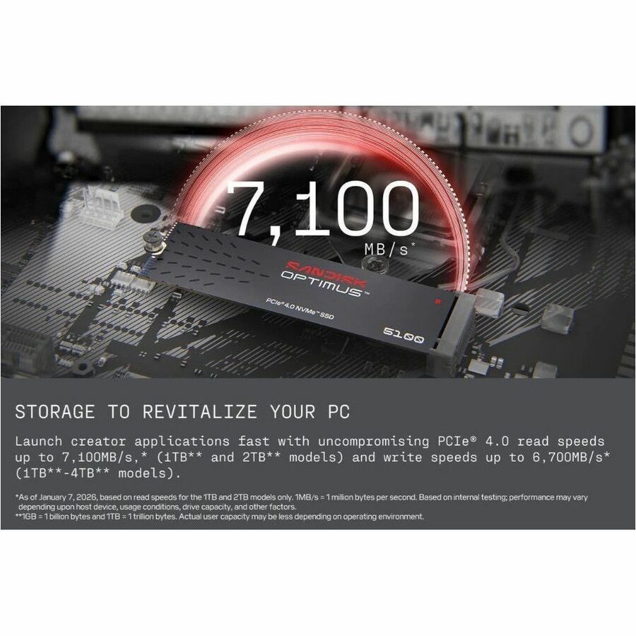 Alternate-Image3 Image for SanDisk Optimus 5100 SDSP51500GAN-000E0 500 GB Solid State Drive - M.2 2280 Internal - PCI Express NVMe (PCI Express NVMe 4.0 x4)