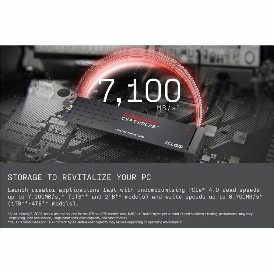 Alternate-Image4 Image for SanDisk Optimus 5100 SDSP51100TAN-000E0 1 TB Solid State Drive - M.2 2280 Internal - PCI Express NVMe (PCI Express NVMe 4.0 x4)