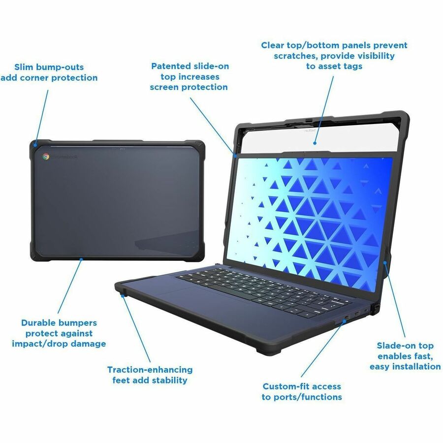 Alternate-Image5 Image for MAXCases Extreme Shell-F4 Slide Chromebook Case for Lenovo 14M Chromebook 14" (Part# 14M8911) (Gray/Clear)