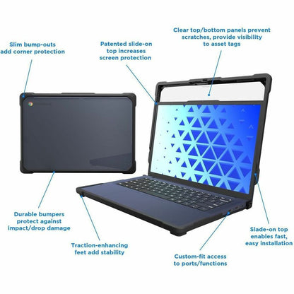 Alternate-Image5 Image for MAXCases Extreme Shell-F4 Slide Chromebook Case for Lenovo 14M Chromebook 14" (Part# 14M8911) (Gray/Clear)