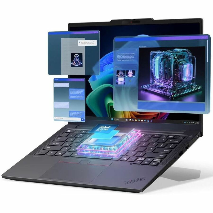Alternate-Image1 Image for Lenovo ThinkPad T14 Gen 7 21WN00C8US 14" Copilot+ PC Notebook - WUXGA - 60 Hz - Intel Core Ultra 5 Series 3 325 - 16 GB - 512 GB SSD - English Keyboard - Black