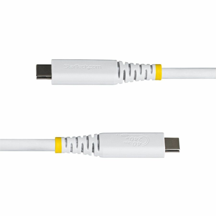 Alternate-Image2 Image for StarTech 1.5ft (45cm) USB4 Cable, 40Gbps, USB-IF Certified USB-C Cable, 240W, 8K 60Hz/4K 240Hz DP2.1, Thunderbolt 4 Compatible, White