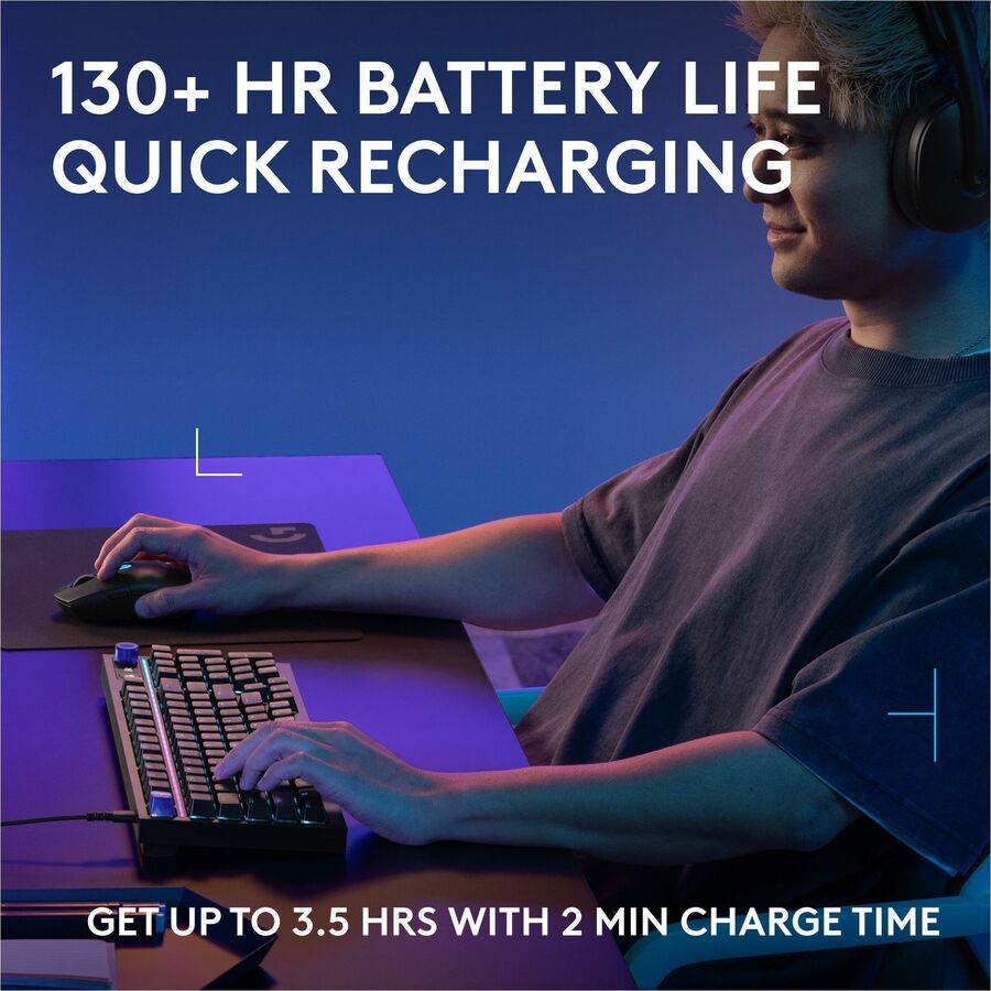 Alternate-Image5 Image for Logitech G305 X SUPERLIGHT Wireless Gaming Mouse, Lightweight 59 g Rechargeable PC Gaming Mouse, HERO 44K Sensor, Bluetooth, Black