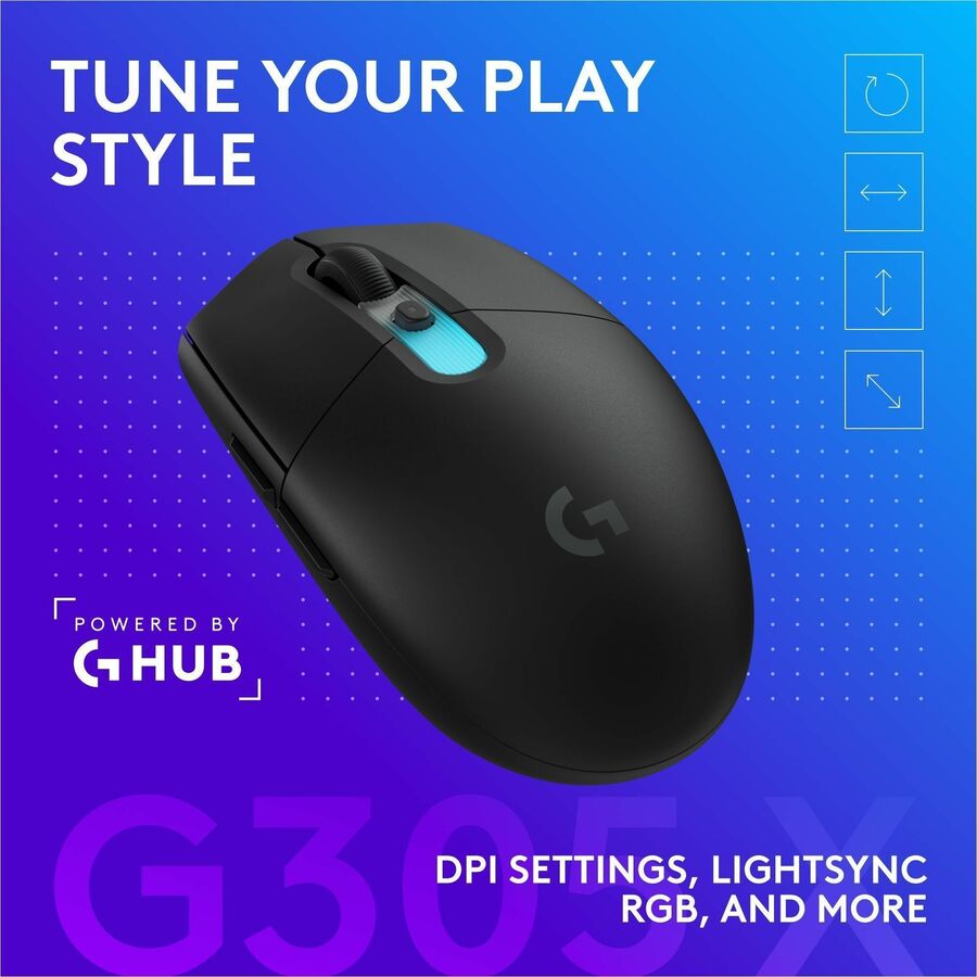 Alternate-Image8 Image for Logitech G305 X SUPERLIGHT Wireless Gaming Mouse, Lightweight 59 g Rechargeable PC Gaming Mouse, HERO 44K Sensor, Bluetooth, Black