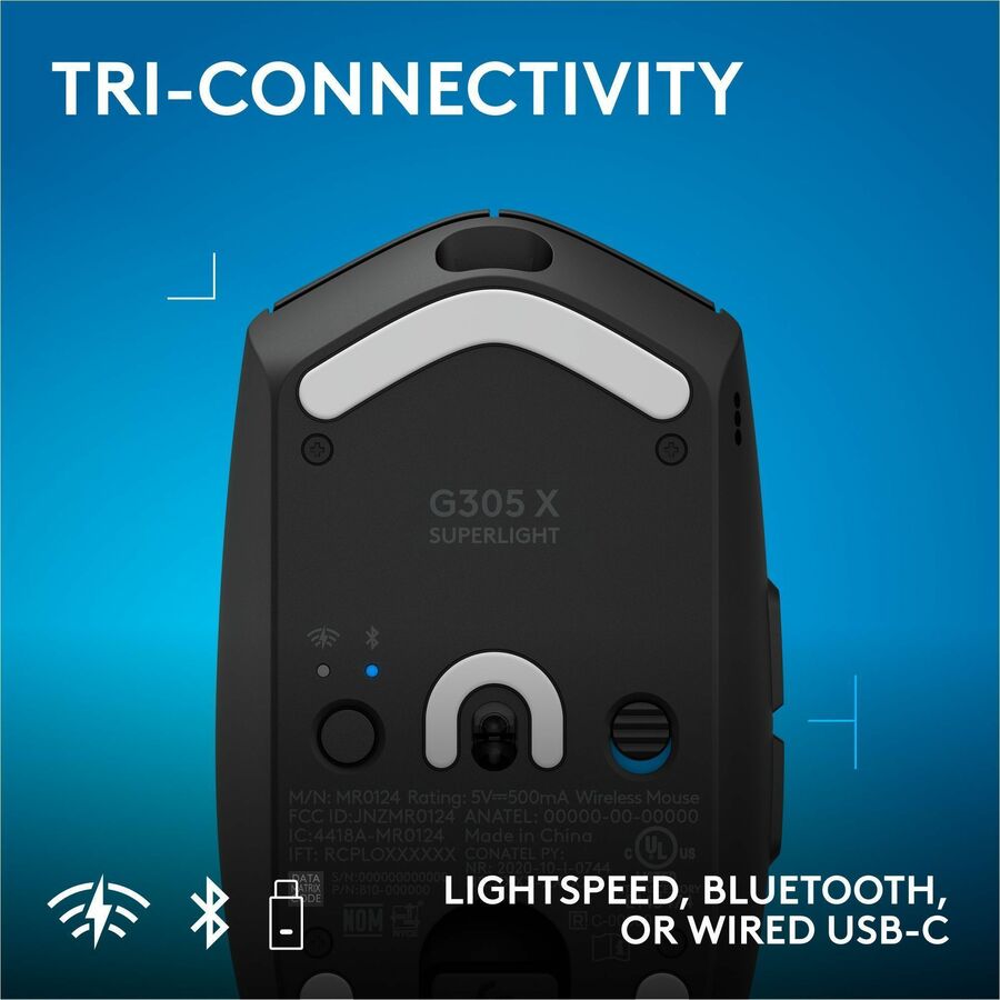 Alternate-Image4 Image for Logitech G305 X SUPERLIGHT Wireless Gaming Mouse, Lightweight 59 g Rechargeable PC Gaming Mouse, HERO 44K Sensor, Bluetooth, Black