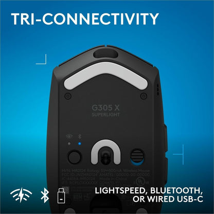Alternate-Image4 Image for Logitech G305 X SUPERLIGHT Wireless Gaming Mouse, Lightweight 59 g Rechargeable PC Gaming Mouse, HERO 44K Sensor, Bluetooth, Black