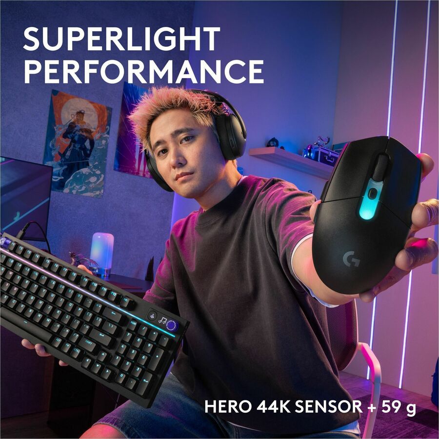 Alternate-Image2 Image for Logitech G305 X SUPERLIGHT Wireless Gaming Mouse, Lightweight 59 g Rechargeable PC Gaming Mouse, HERO 44K Sensor, Bluetooth, Black