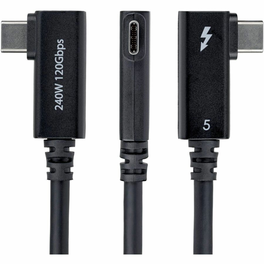 Alternate-Image2 Image for StarTech 2.6ft (80cm) Right Angle Thunderbolt 5 Cable, 80Gbps/120Gbps, 240W PD, 8K 60Hz, Certified Thunderbolt Cable