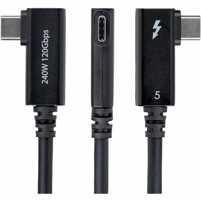 Alternate-Image2 Image for StarTech 2.6ft (80cm) Right Angle Thunderbolt 5 Cable, 80Gbps/120Gbps, 240W PD, 8K 60Hz, Certified Thunderbolt Cable