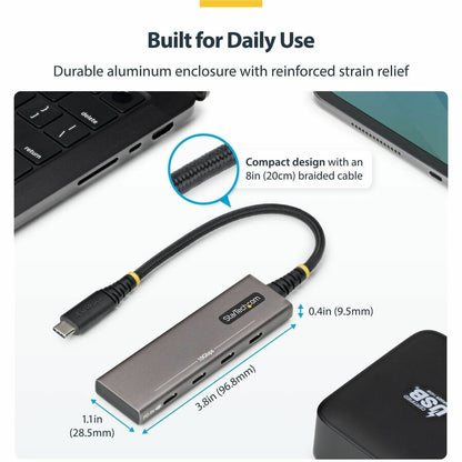 Alternate-Image5 Image for StarTech 4-Port USB-C Hub, 10Gbps, 100W PD Charging, 4x USB-C Ports, Overcurrent Protection, PCR Aluminum, For Laptop/Tablet
