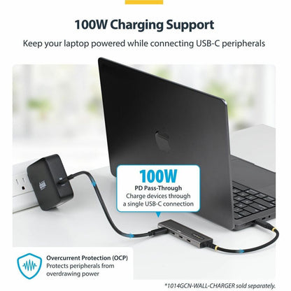 Alternate-Image3 Image for StarTech 4-Port USB-C Hub, 10Gbps, 100W PD Charging, 4x USB-C Ports, Overcurrent Protection, PCR Aluminum, For Laptop/Tablet