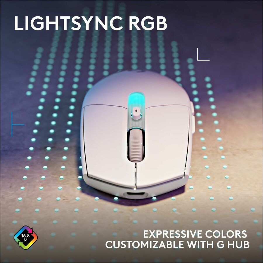 Alternate-Image7 Image for Logitech G305 X SUPERLIGHT Wireless Gaming Mouse, Lightweight 59 g Rechargeable PC Gaming Mouse, HERO 44K Sensor, Bluetooth, White