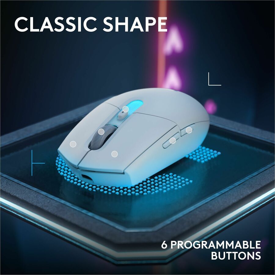 Alternate-Image6 Image for Logitech G305 X SUPERLIGHT Wireless Gaming Mouse, Lightweight 59 g Rechargeable PC Gaming Mouse, HERO 44K Sensor, Bluetooth, White