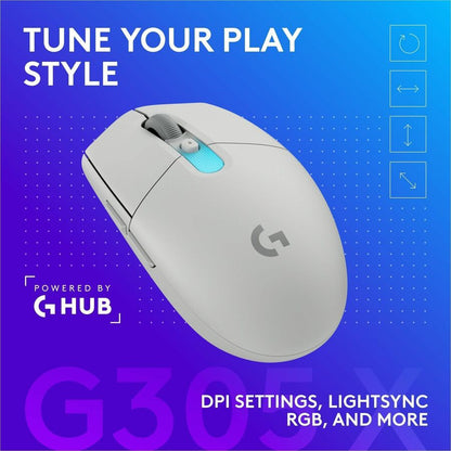 Alternate-Image8 Image for Logitech G305 X SUPERLIGHT Wireless Gaming Mouse, Lightweight 59 g Rechargeable PC Gaming Mouse, HERO 44K Sensor, Bluetooth, White