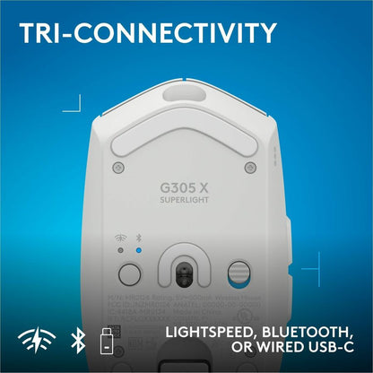 Alternate-Image4 Image for Logitech G305 X SUPERLIGHT Wireless Gaming Mouse, Lightweight 59 g Rechargeable PC Gaming Mouse, HERO 44K Sensor, Bluetooth, White