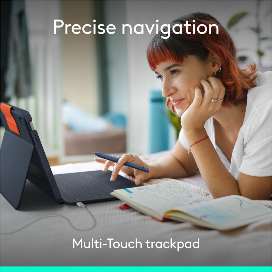 Alternate-Image5 Image for Logitech Rugged Combo 4c Touch iPad Keyboard Case, iPad (10th Gen, A16) Case with Trackpad, Military-Grade Drop Protection, USB-C Port, Smart Connector, Pencil Holder
