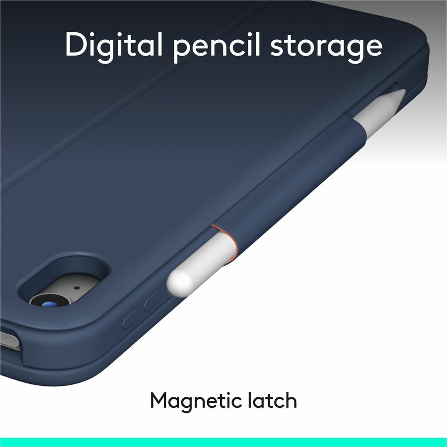Alternate-Image6 Image for Logitech Rugged Combo 4c iPad Keyboard Case: iPad (10th Gen, A16) Case with Military-Grade Drop Protection, USB-C Charging Port, Smart Connector, Pencil Holder