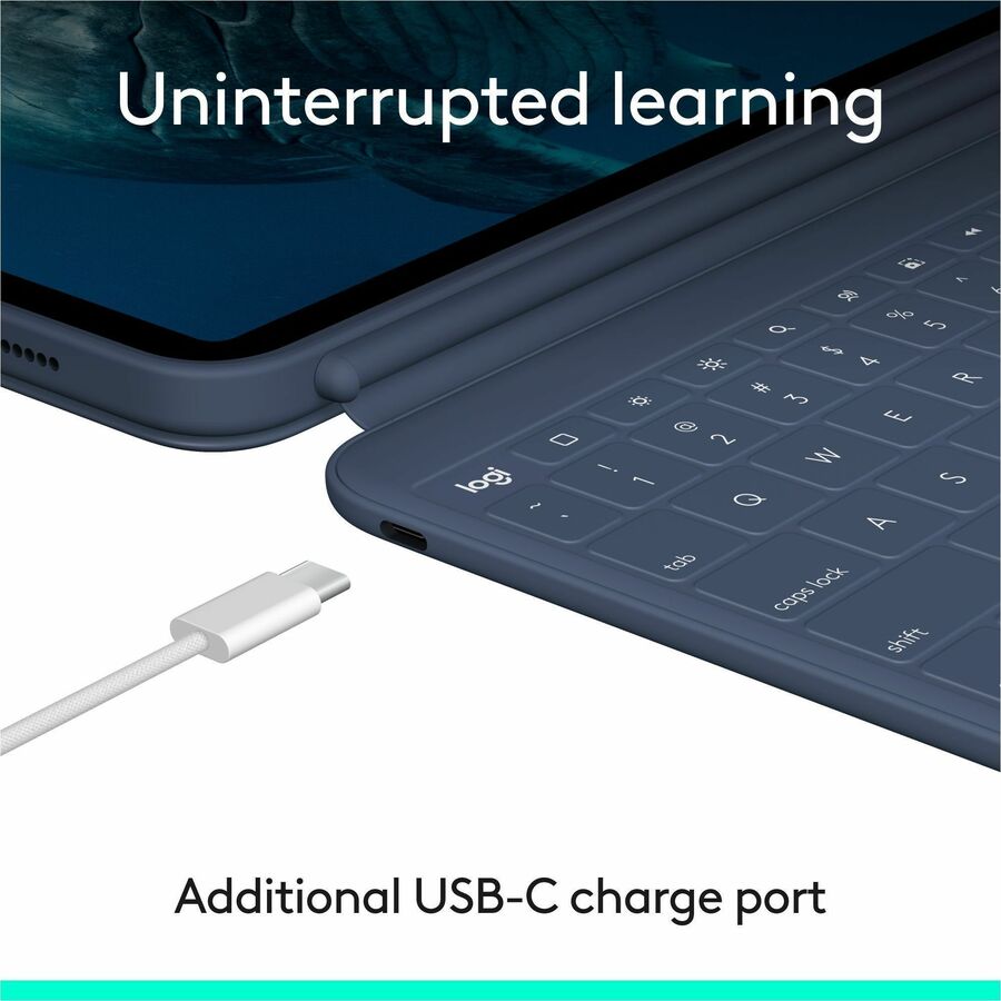 Alternate-Image3 Image for Logitech Rugged Combo 4c iPad Keyboard Case: iPad (10th Gen, A16) Case with Military-Grade Drop Protection, USB-C Charging Port, Smart Connector, Pencil Holder