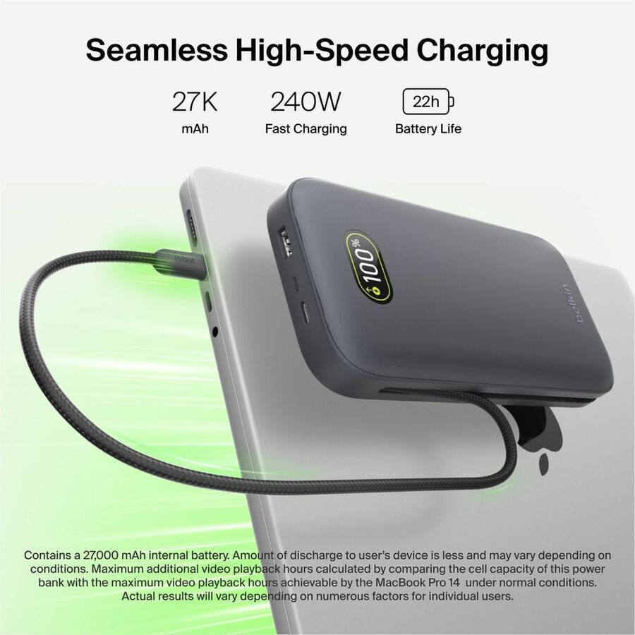 Alternate-Image10 Image for Belkin UltraCharge Pro Laptop Power Bank 27K, Charcoal