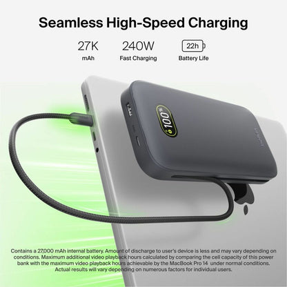 Alternate-Image10 Image for Belkin UltraCharge Pro Laptop Power Bank 27K, Charcoal
