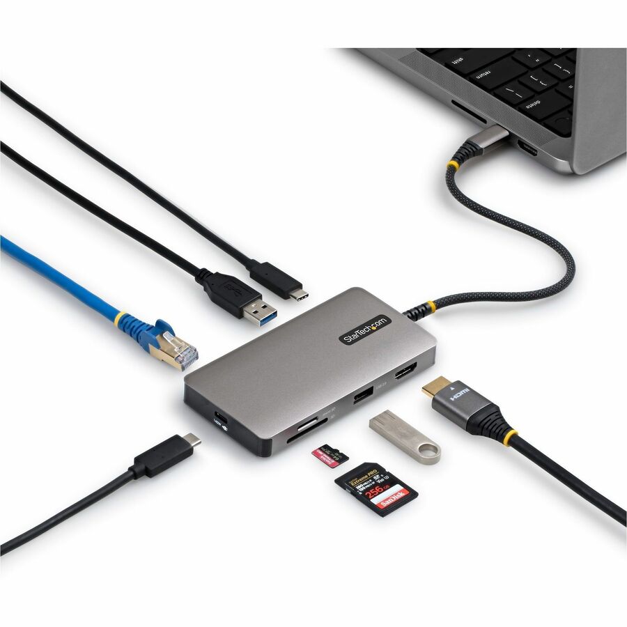 Alternate-Image3 Image for StarTech USB-C Multiport Adapter with 4K 60Hz HDMI, 140W Power Delivery, USB 10Gbps, GbE, SD / MicroSD Slots, Plug-and-Play