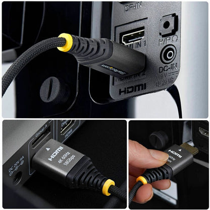 Alternate-Image1 Image for StarTech 6ft (1.8m) Premium Certified High Speed HDMI Cable, Ultra Flexible HDMI Cable, 4K60Hz/1440p144Hz, Braided HDMI 2.0 Cord