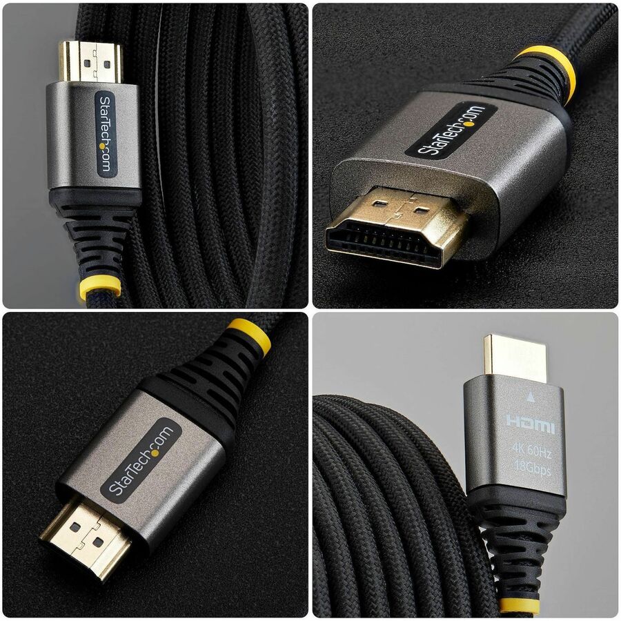 Alternate-Image2 Image for StarTech 10ft (3m) Premium Certified High Speed HDMI Cable, Ultra Flexible HDMI Cable, 4K60Hz/1440p144Hz, Braided HDMI 2.0 Cord
