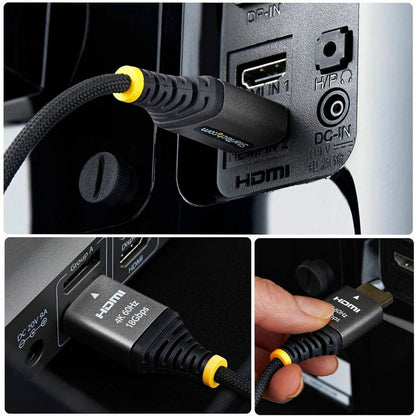 Alternate-Image1 Image for StarTech 10ft (3m) Premium Certified High Speed HDMI Cable, Ultra Flexible HDMI Cable, 4K60Hz/1440p144Hz, Braided HDMI 2.0 Cord