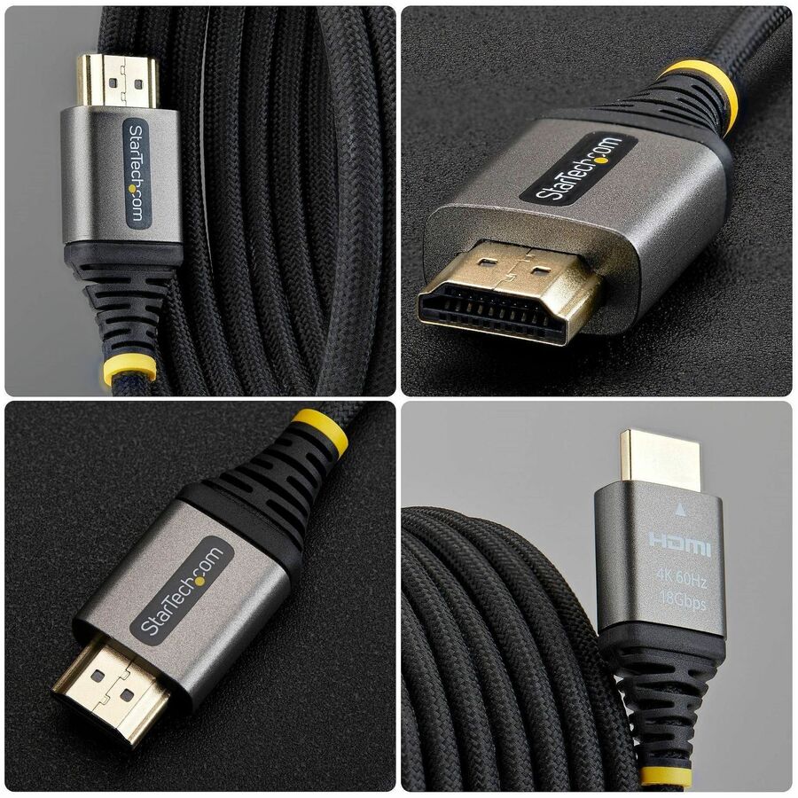 Alternate-Image2 Image for StarTech 3ft (91cm) Premium Certified High Speed HDMI Cable, Ultra Flexible HDMI Cable, 4K60Hz/1440p144Hz, Braided HDMI 2.0 Cord