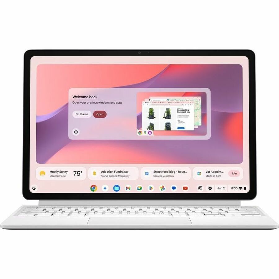 Front Image for Asus Chromebook CM32 Detachable CM3206 CM3206DM4A-YZ44T 12.1" Touchscreen Detachable 2 in 1 Chromebook - Octa-core (ARM Cortex A78 + Cortex A55) - 4 GB - 64 GB Flash Memory - Cloud Titanium