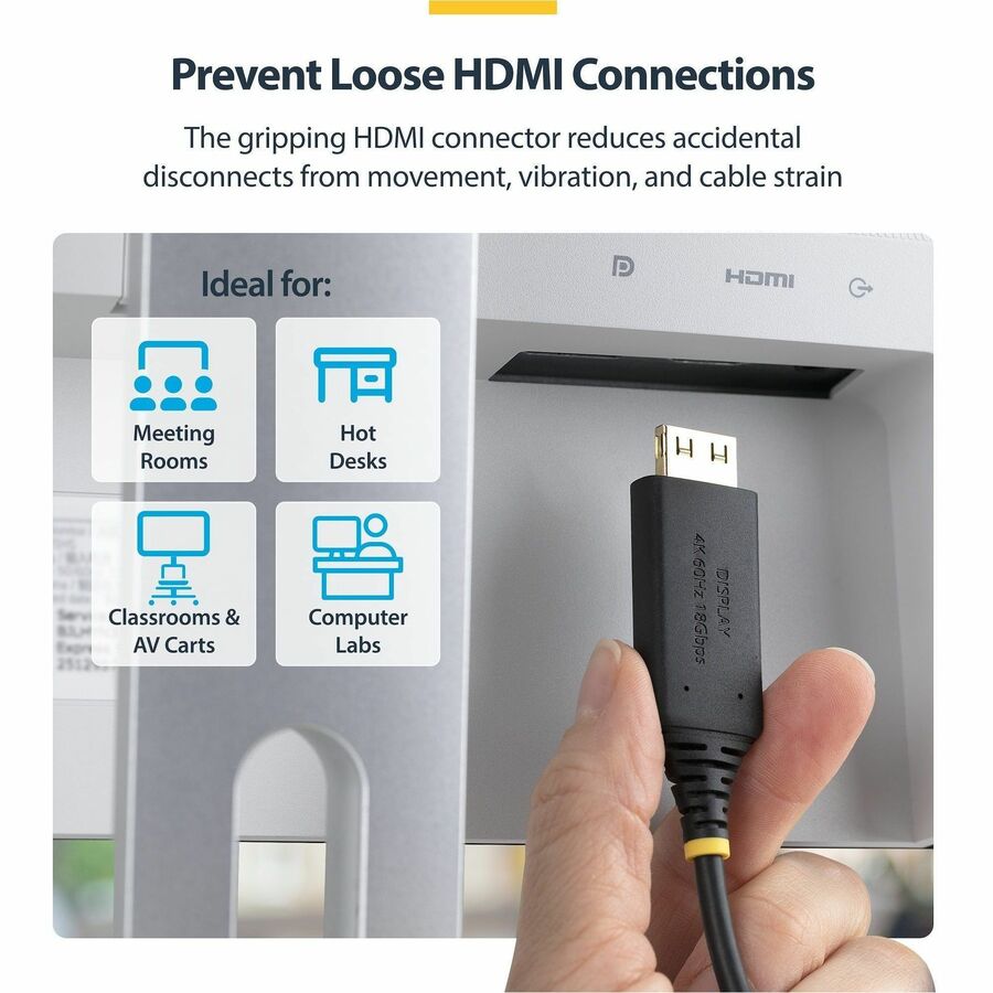 Alternate-Image3 Image for StarTech 6ft USB-C to HDMI Adapter Cable with Gripping Connector, 4K 60Hz, HDR, Uni-directional USBC to HDMI Video Converter