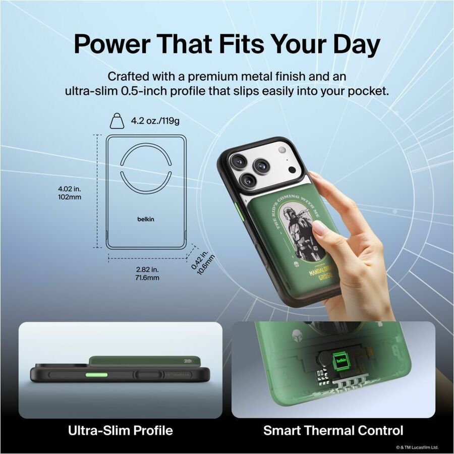 Alternate-Image3 Image for Belkin BoostCharge Slim Magnetic Power Bank 5K, The Mandalorian & Grogu