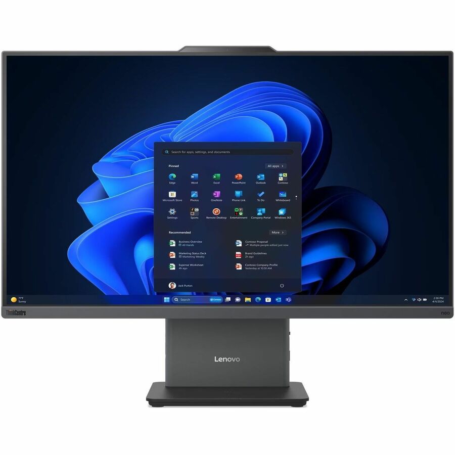 Front Image for Lenovo ThinkCentre neo 50a 24 Gen 6 LNL 13QH0039US All-in-One Computer - Intel Core Ultra 7 Series 2 256V - 16 GB - 512 GB PCI Express 4.0 SSD - 23.8" Full HD - Desktop - Luna Gray