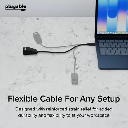 Alternate-Image5 Image for Plugable USB-C to Dual USB-A 2.0 Splitter, 2-Port Hub for USB-C Laptops: Keyboard, Mouse, Flash Drive
