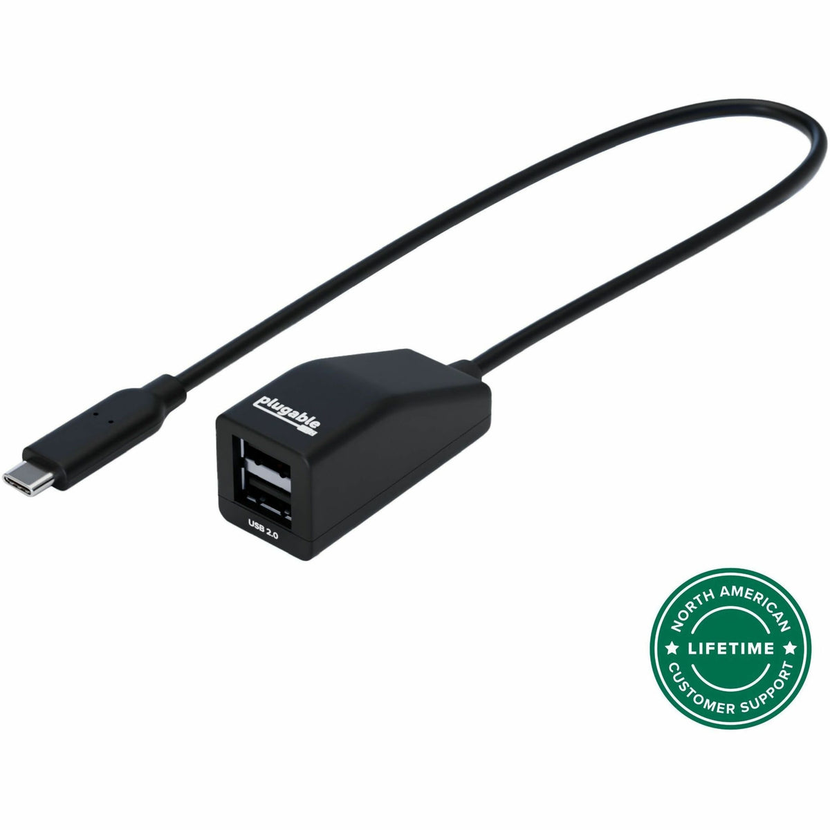 Main Image for Plugable USB-C to Dual USB-A 2.0 Splitter, 2-Port Hub for USB-C Laptops: Keyboard, Mouse, Flash Drive