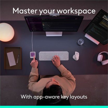 Alternate-Image4 Image for Logitech MX Keypad, Programmable Macro Pad for Developers,9 LCD Keys,App-Aware Profiles,GitHub Copilot,USB-C,Pale Gray