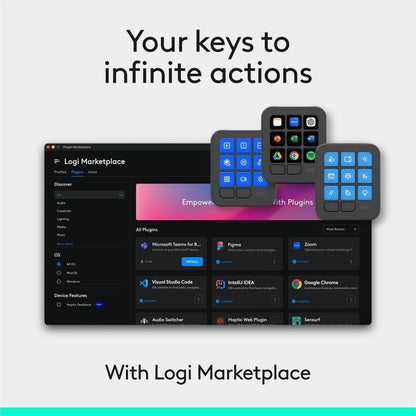 Alternate-Image7 Image for Logitech MX Keypad, Programmable Macro Pad for Developers, 9 LCD Keys, App-Aware Profiles,GitHub Copilot,USB-C,Graphite