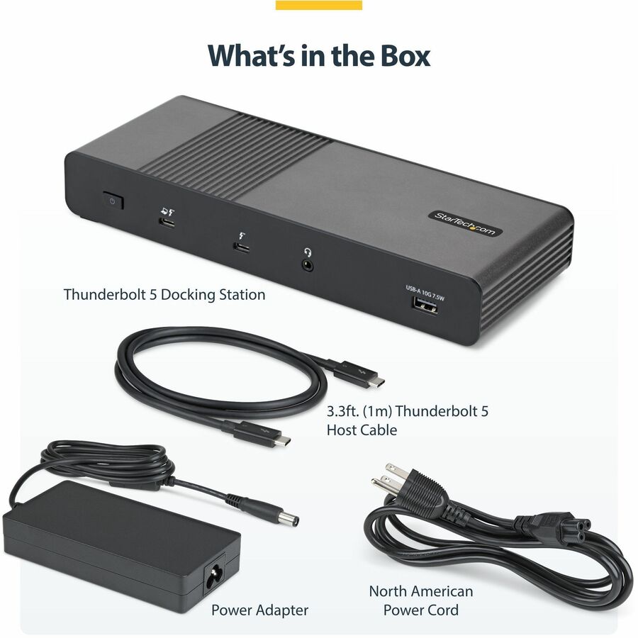 Alternate-Image1 Image for StarTech Thunderbolt 5 Universal Docking Station for Mac & Windows with Quad Monitors, 140W PD, 120Gbps, 2.5Gb Ethernet, USB-C & USB-A