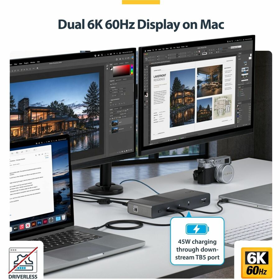 Left Image for StarTech Thunderbolt 5 Universal Docking Station for Mac & Windows with Quad Monitors, 140W PD, 120Gbps, 2.5Gb Ethernet, USB-C & USB-A